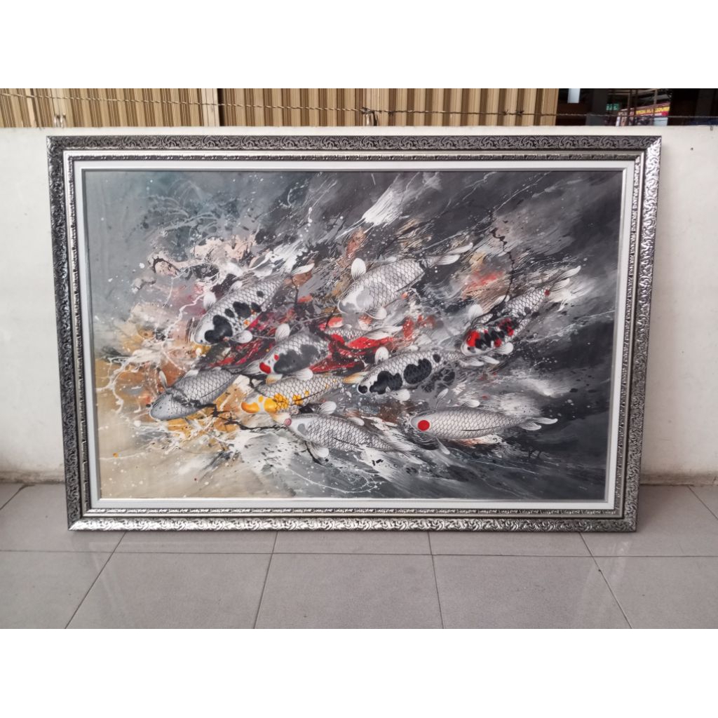 pigura 135 cm x 85 cm TANPA KACA  lukisan pemandangan foto keluarga struktur organisasi kaligrafi ba