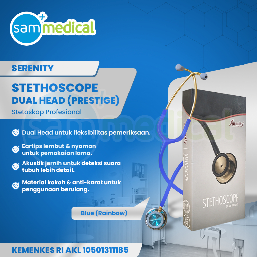 Serenity Stetoskop Stethoscope Dewasa - Royal Blue Rainbow