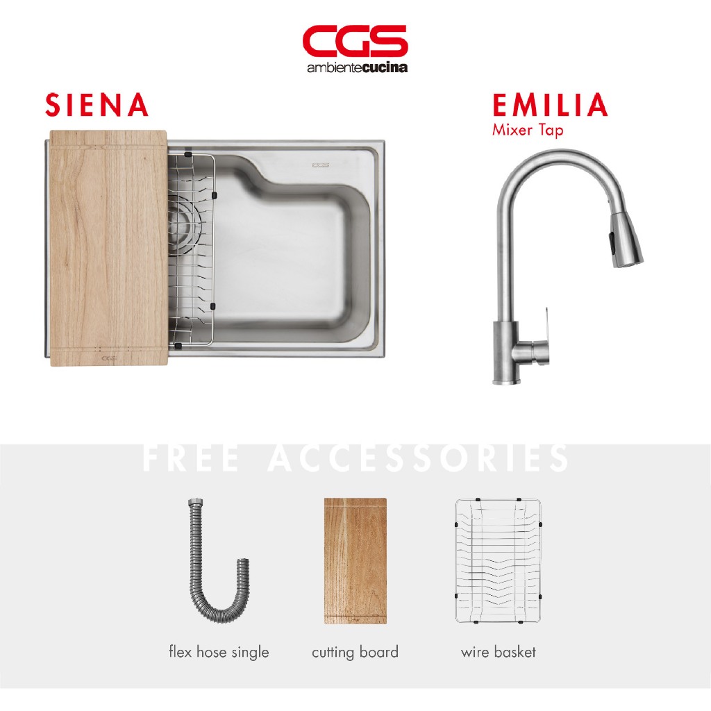 Paket Promo: CGS Siena Kitchen Sink + Kran Air CGS Emilia
