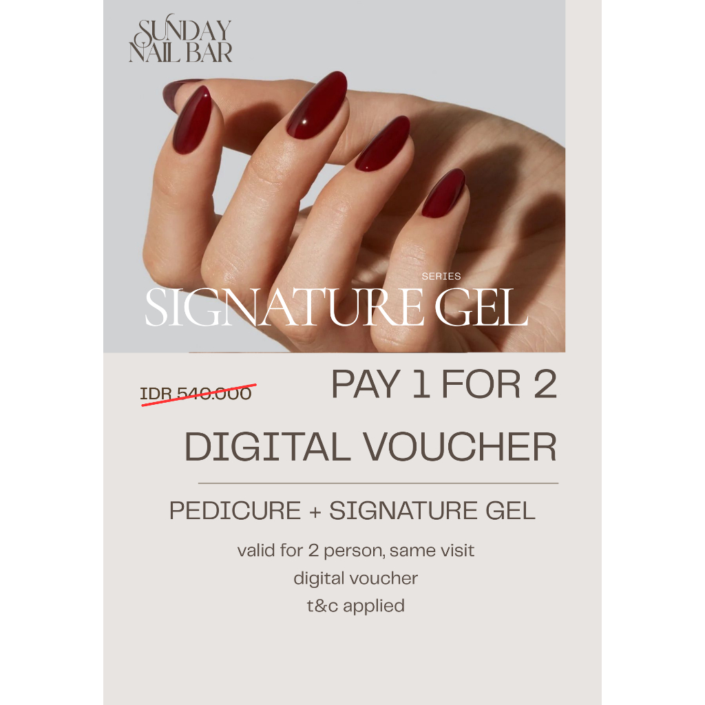 Sunday Nail Bar | Pay 1 for 2 Signature Gel Pedicure (Voucher Digital) Russian Pedicure Jakarta Sela