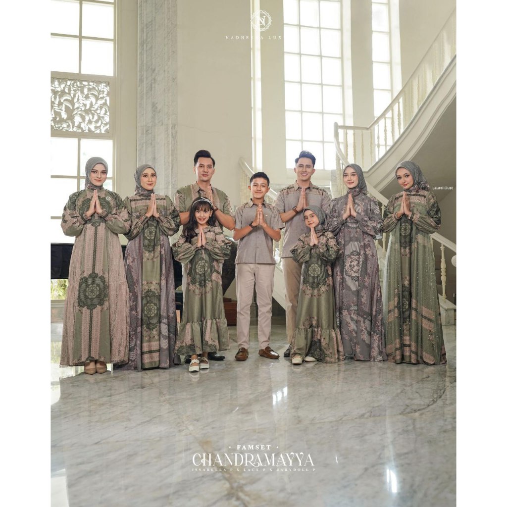 CHANDRAMAYYA SARIMBIT RAYA 2026 SERIES LAUREL DUST ORIGINAL NADHEERA LUXURY•GAMIS FREE SCARF KOKO DE