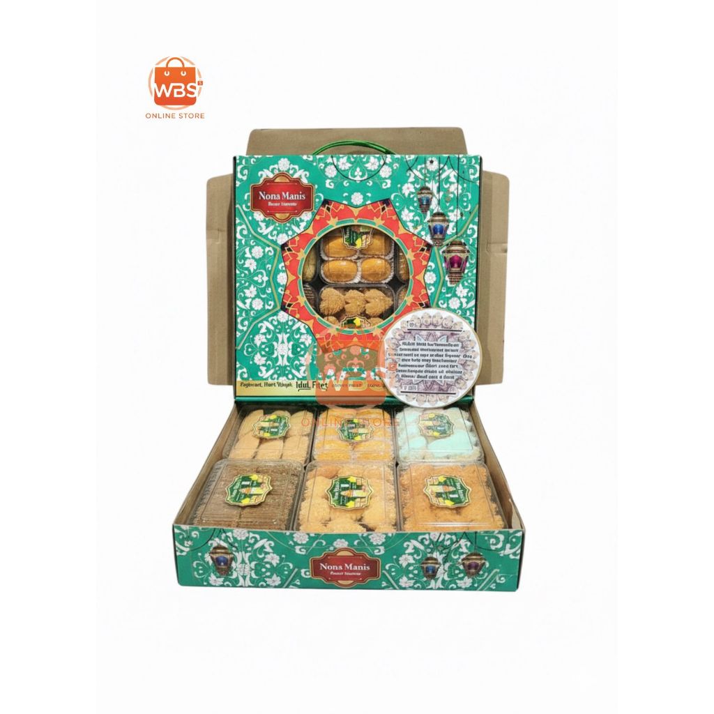 Nona Manis Syariah Paket Kue Kering Lebaran Idul Fitri 6 Toples – Isi Lengkap (±1,6kg)