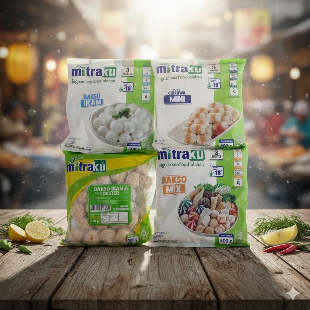 ANEKA PRODUK MITRAKU 500 GRAM ( CHIKUWA MINI,BAKSO MIX ,BAKSO IKAN,BOLA LOBSTER )