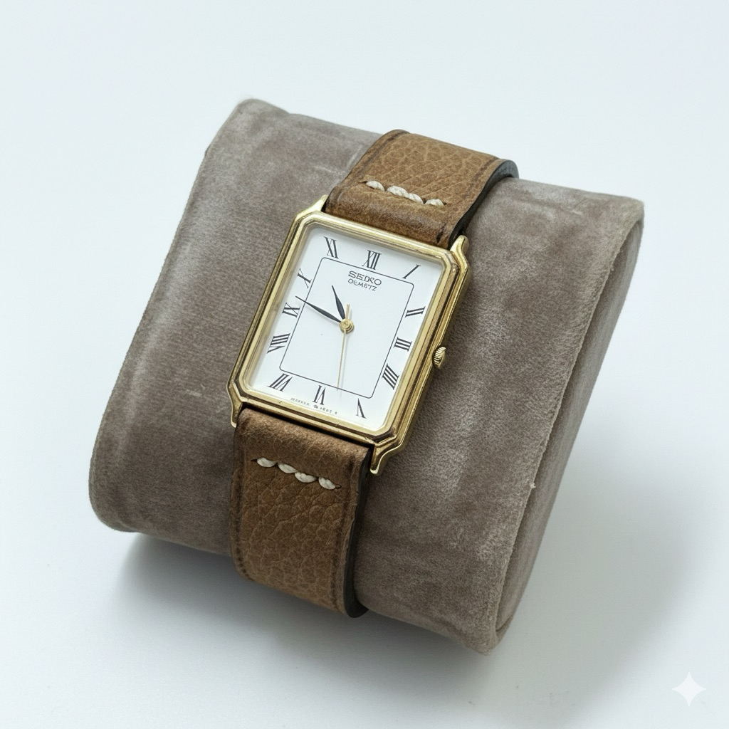 Jam Tangan Seiko Quartz Kotak Roman Dial Vintage 1980s Original