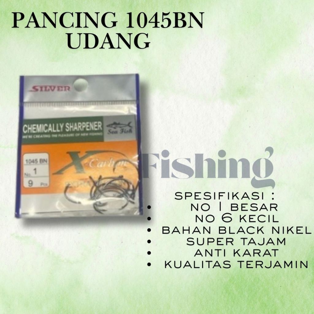 BESTT Mata Kail Pancing Udang CARBON 1045 Black Nikel Tajam Anti Karat per BKS