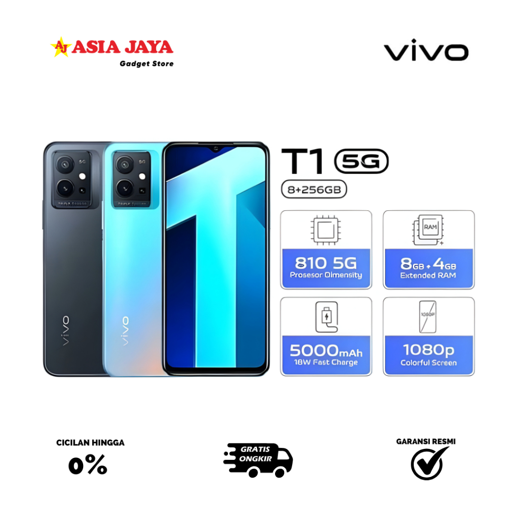 [EX DISPLAY] VIVO T1 5G Ram 8/256GB, Procesor Dimension 810 5G, Baterai 5000 mAh Kelengkapan Fullset