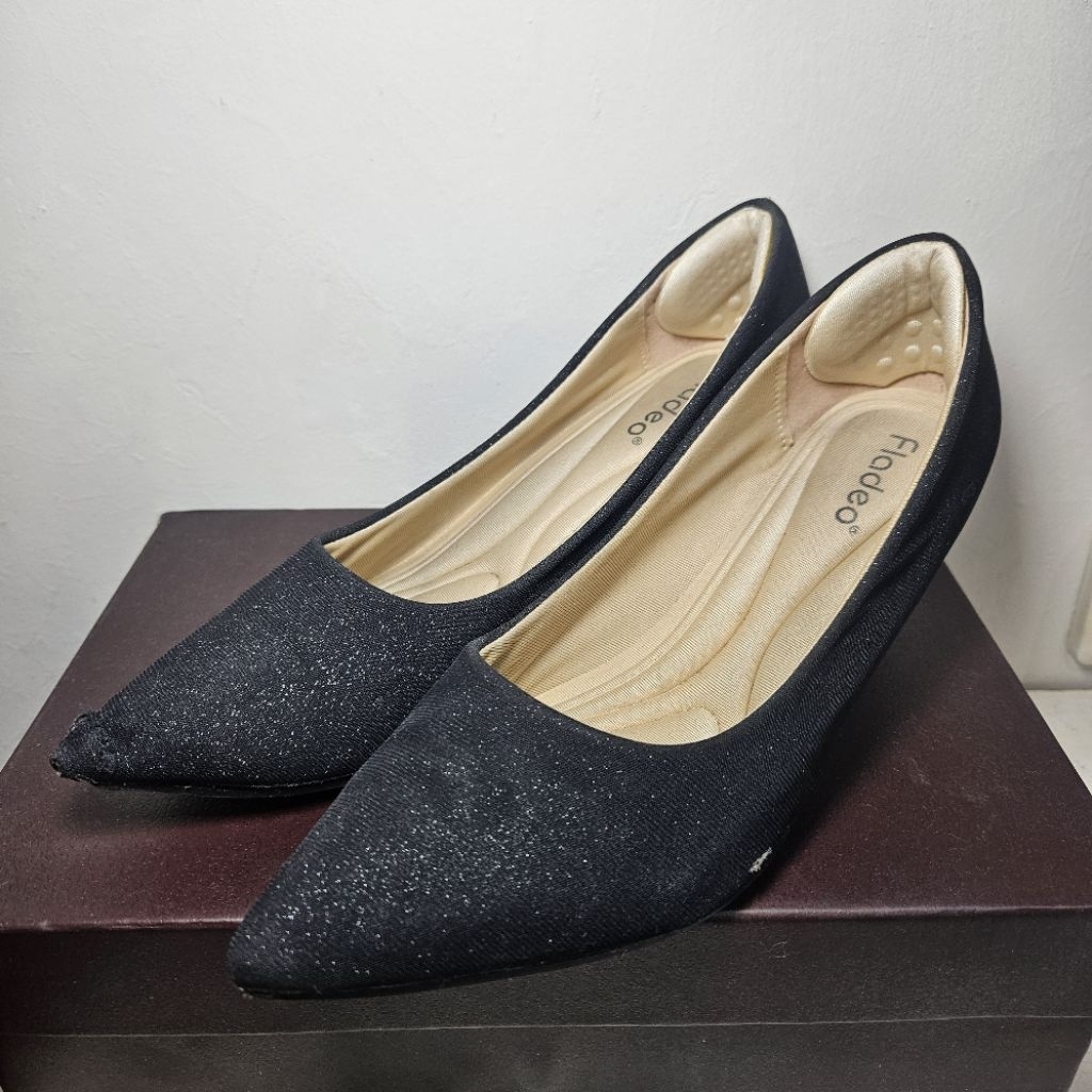 Fladeo Black Glitter Heels 5cm