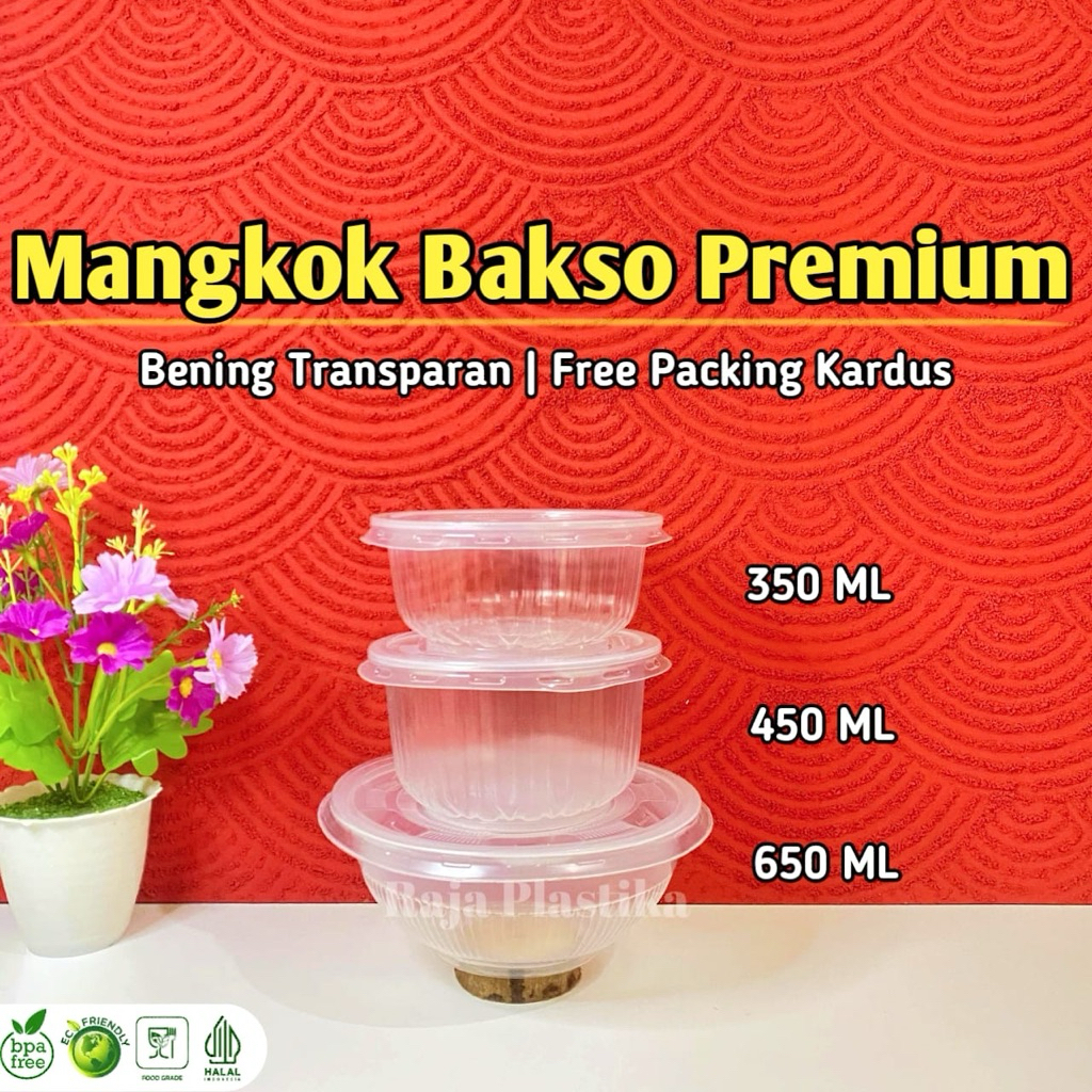 Mangkok Bakso Plastik + Tutup Tahan Panas | Mangkok Mika Bakso | Mangkok Makan Mie