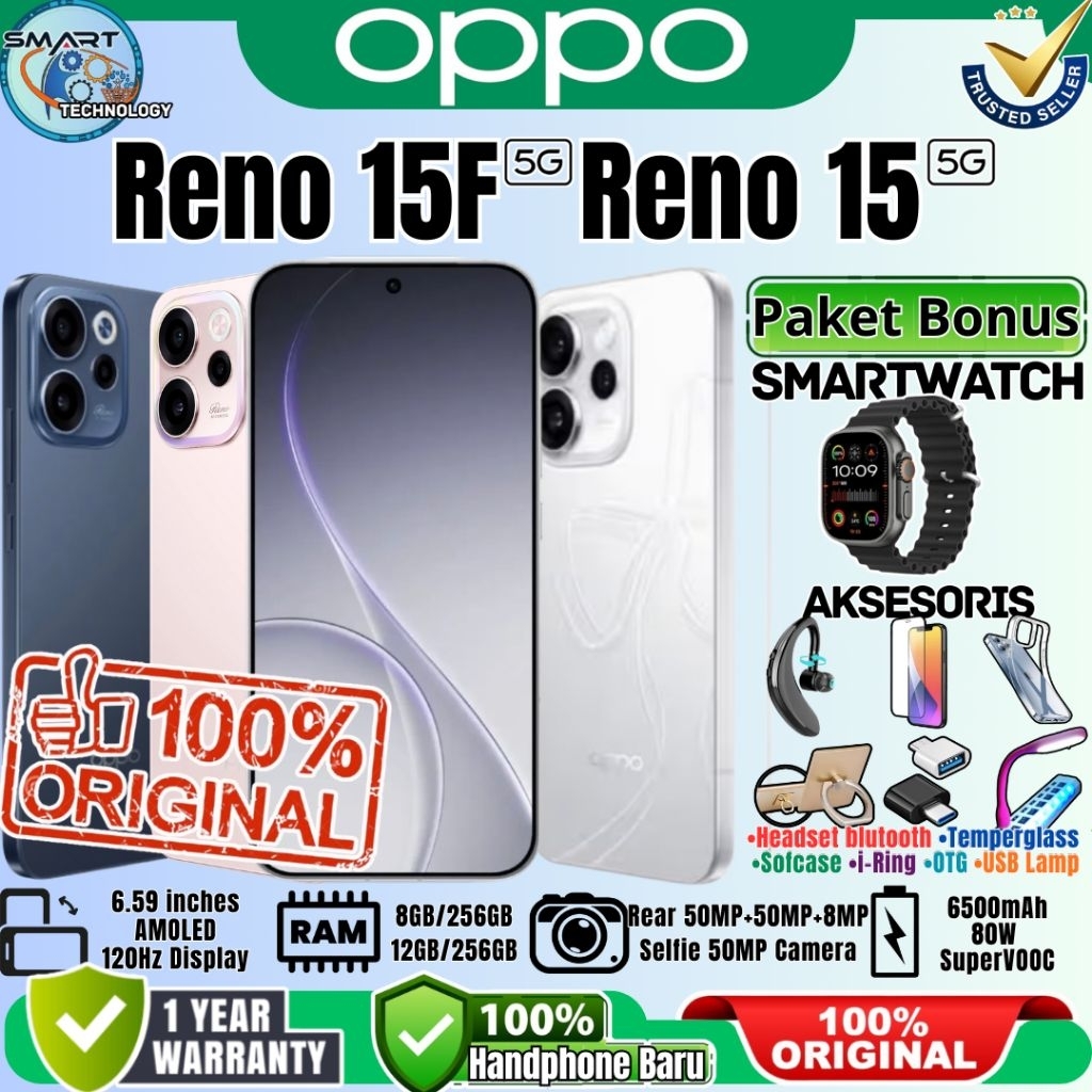 Hp Oppo Reno 15F 5G | Oppo Reno15 5G [ 12/256GB - 8/256GB - 8/128GB] 50MP UltraWide Selfie Telephoto