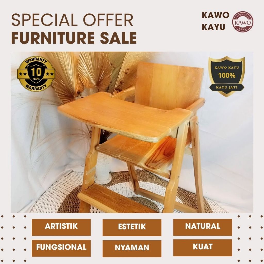 KURSI MAKAN ANAK KURSI MAKAN BAYI SANDARAN KAYU JATI