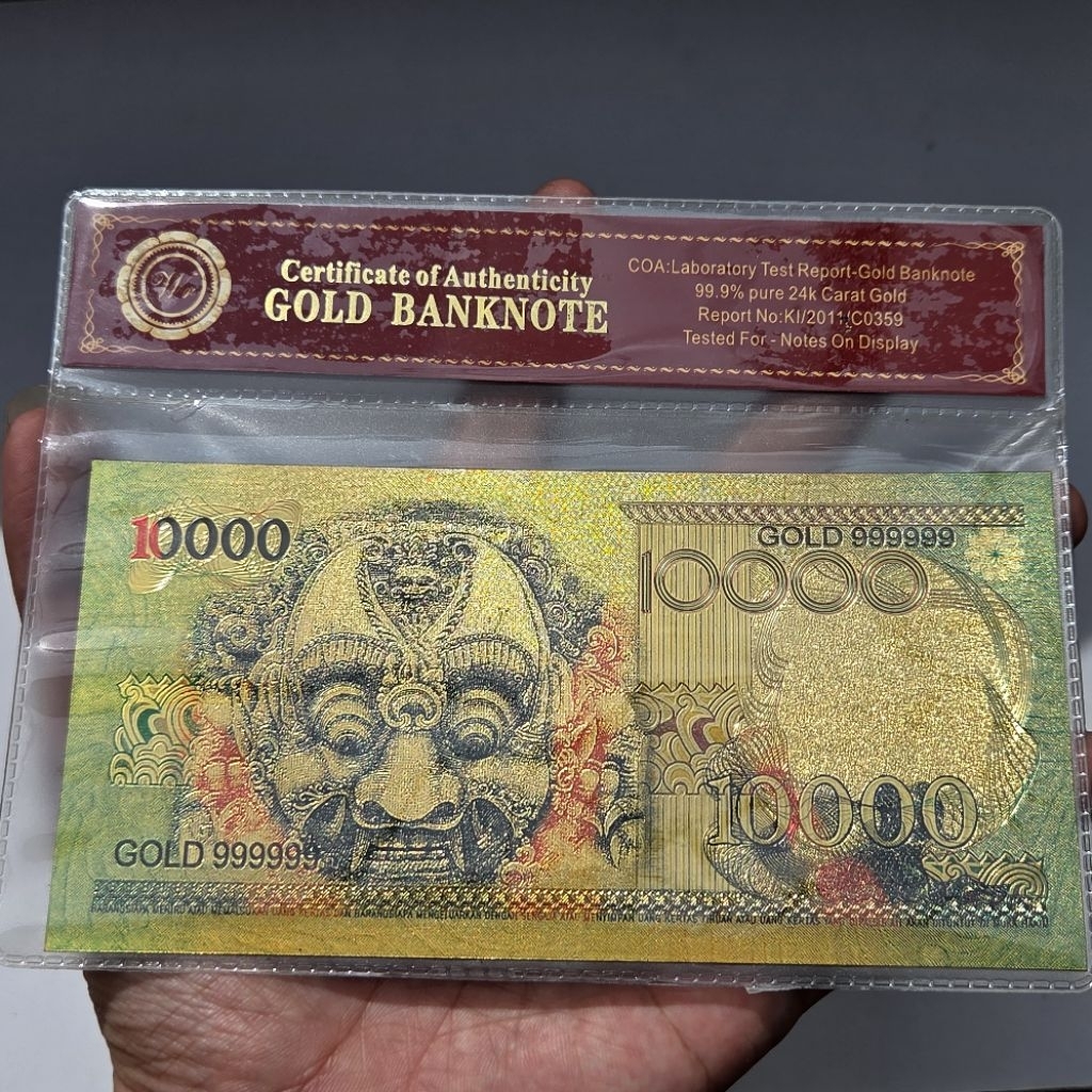 Souvenir Uang Kuno Barong Gold Foil Indonesia Koleksi Unik