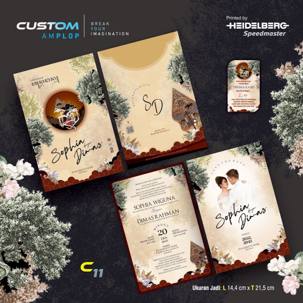 Custom C.11 (Amplop + Isi) Hardcover Blanko Undangan | Free File Setting