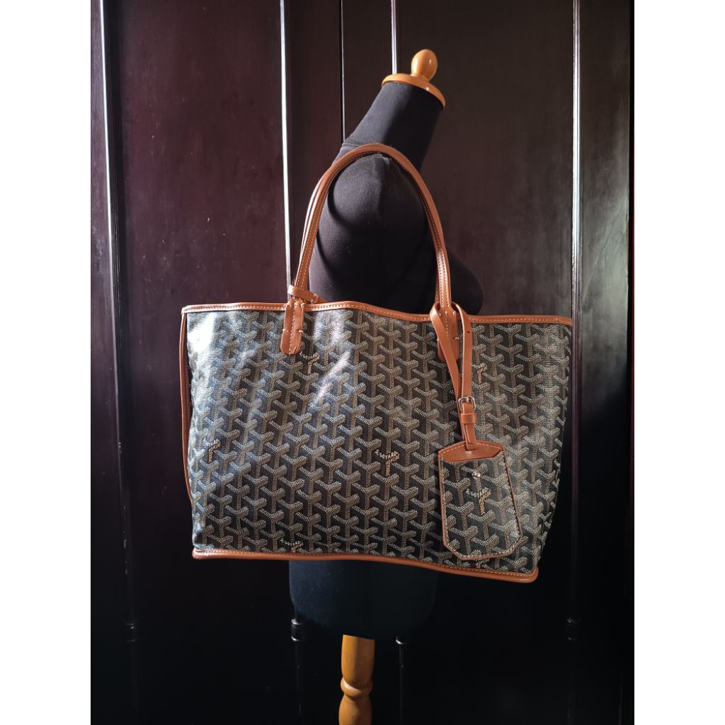 Tote Bag / Tas Tote Kulit Asli Model Shopper Bag Black, Grey, Brown Preloved/second