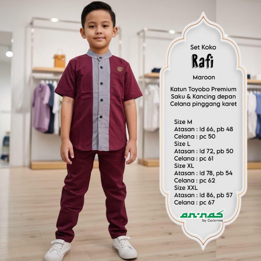 Rafi - Setelan Baju Kemeja Koko dan Celana Anak Laki Laki by Annas
