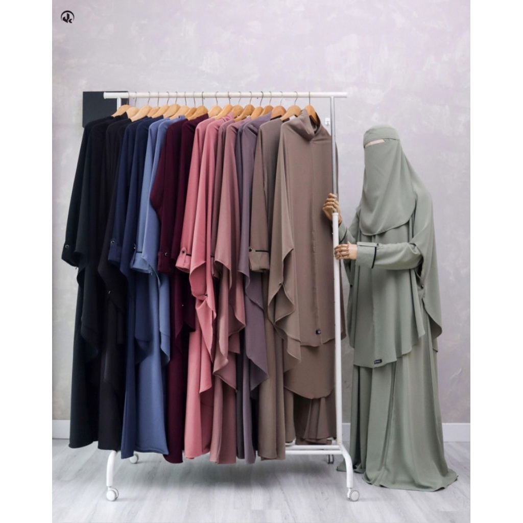 UkHijab - Zunaira Gamis Syar'i set Khimar bahan Marbella silk Anti Uv protection|Gamis set cadar | S