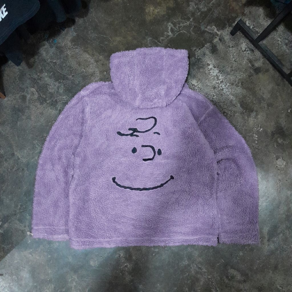 PEANUTS SNOOPY SHERPA/FLEECE HOODIE PURPLE LAVENDER