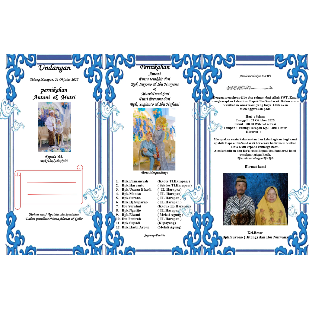 Undangan HVS Pernikahan/Nikah/Syukuran/Khitan DLL