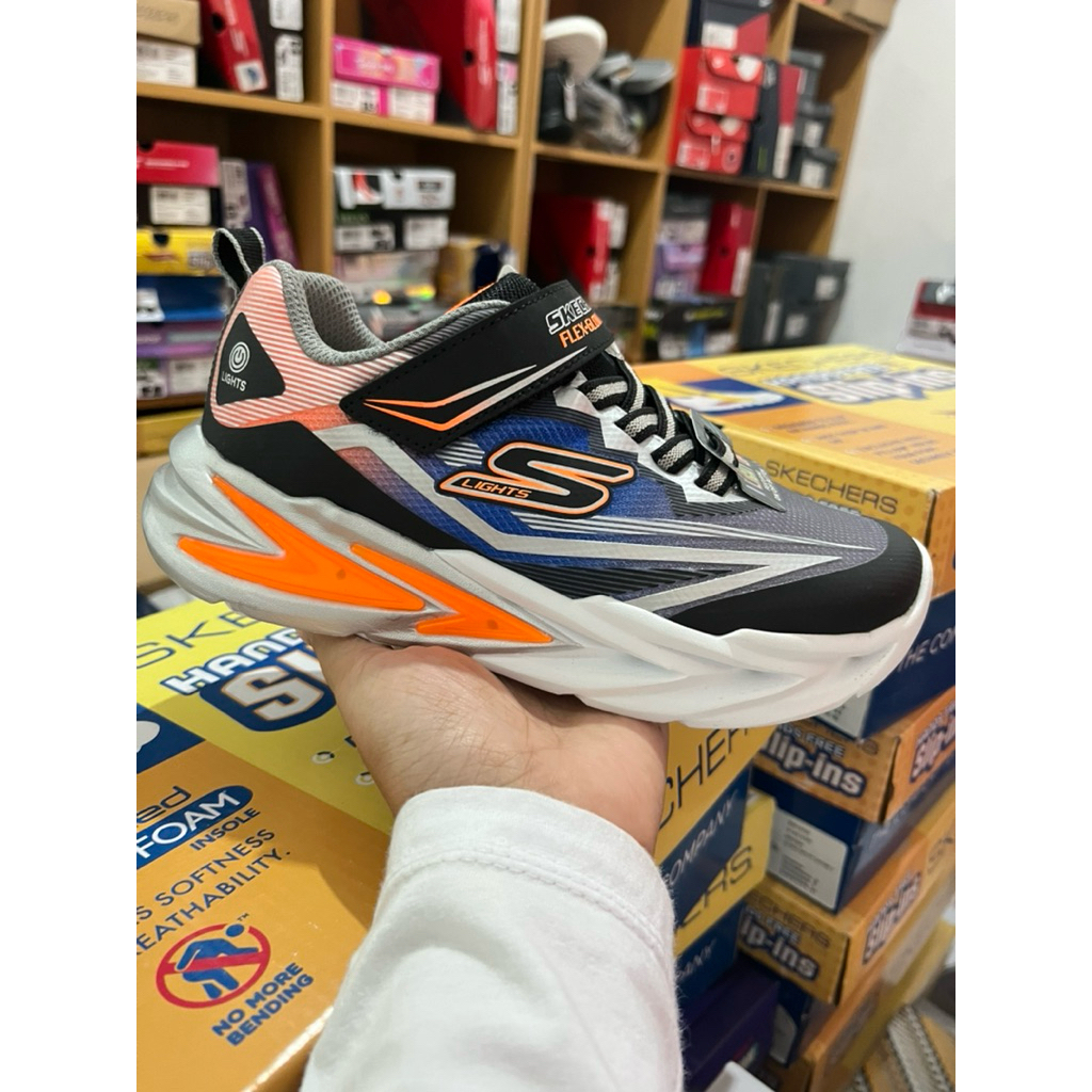 skechers kids lights flex glow ultra 400139L/BKSL 33