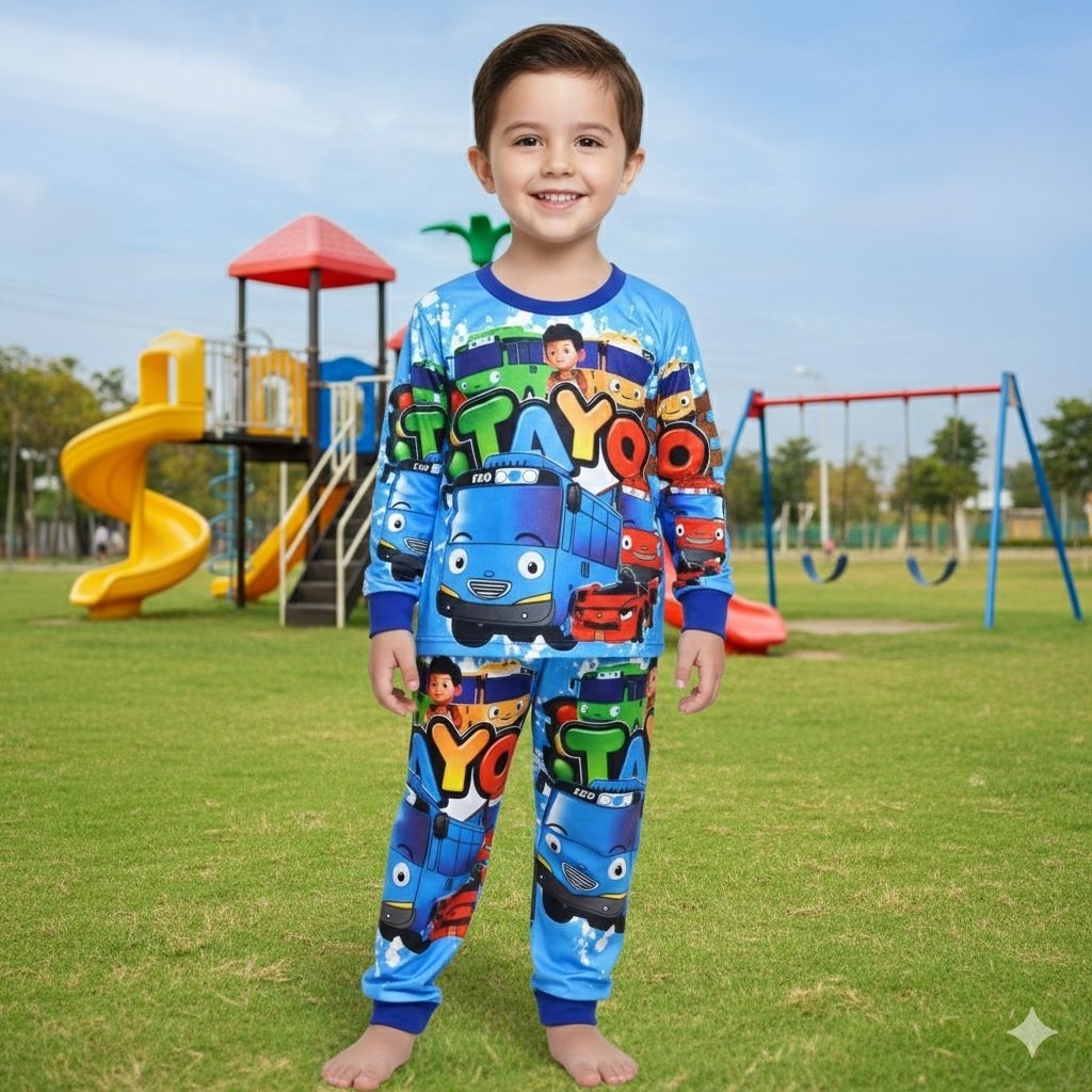 MURAH SETELAN BAJU PANJANG ANAK PP TAYO BIRU MUDA