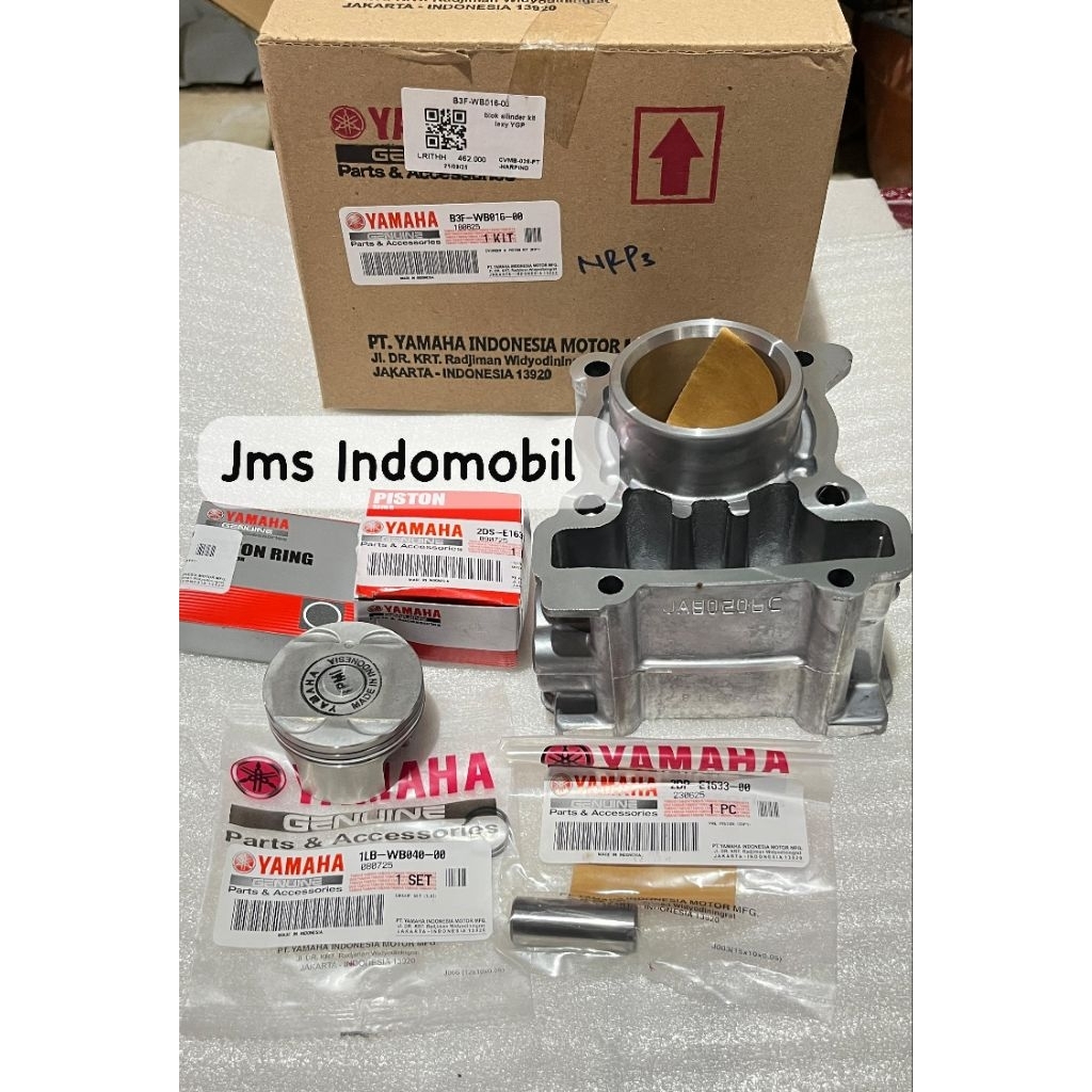 cylinder blok & piston kit lexi bureng buring dan piston kit lexi yamaha lexi B3F bureng lexi asli y