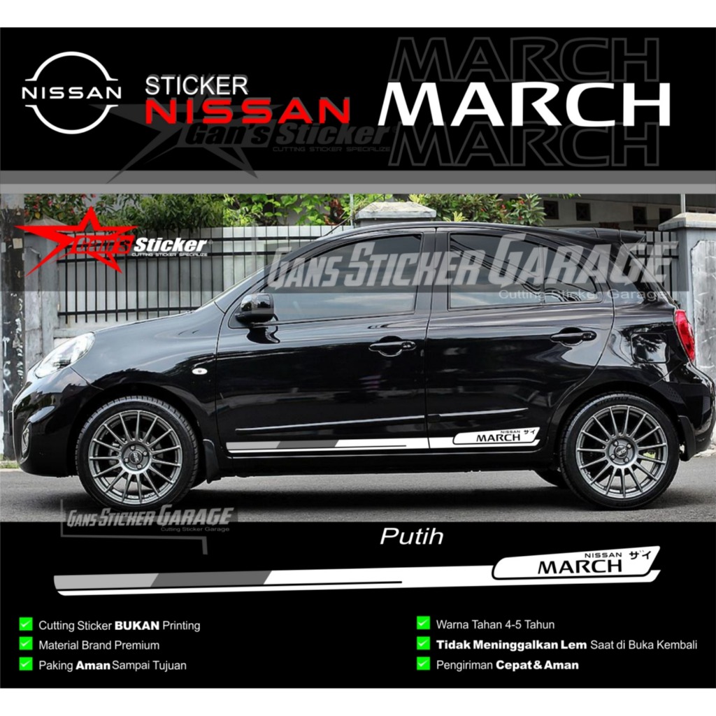 PREMIUM Sticker Nissan March Cutting Sticker Pintu Mobil Nissan March