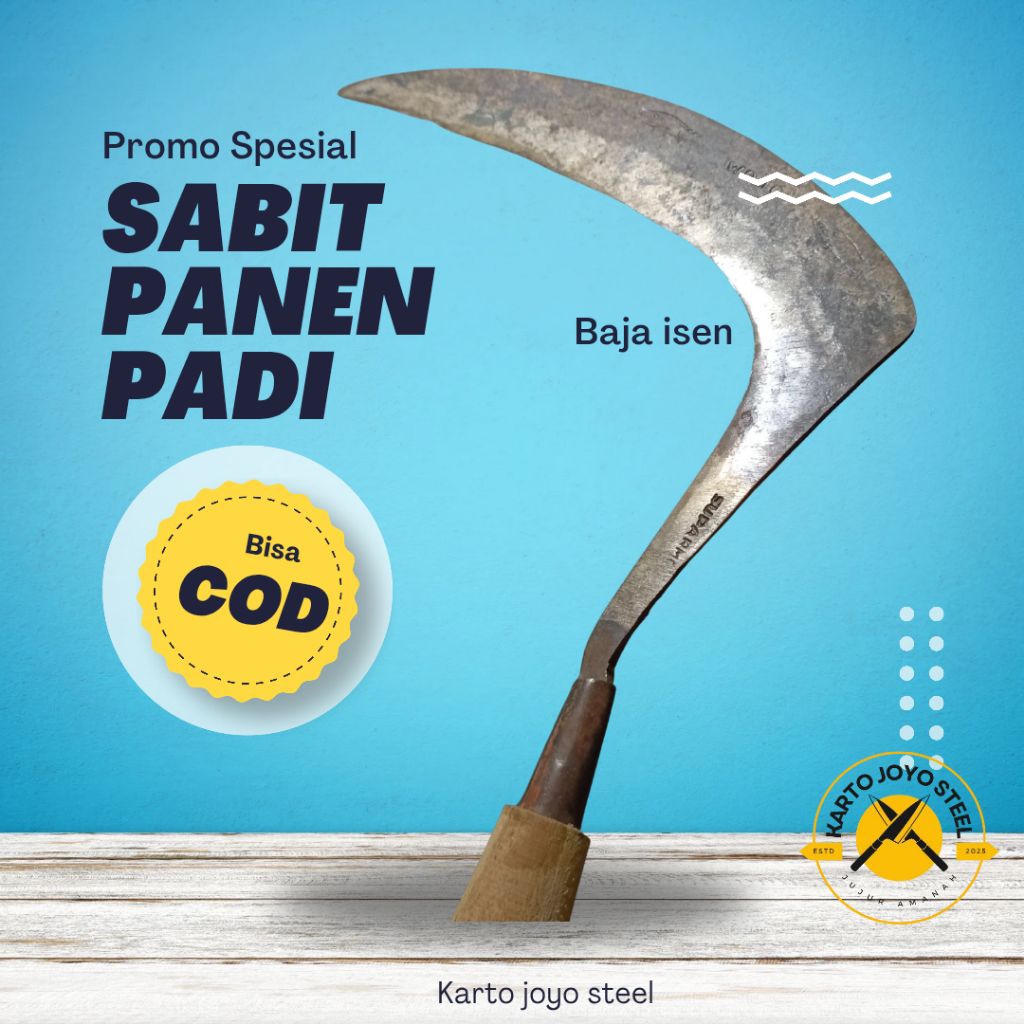 alat berkebun sabit arit panen padi bahan baja isen