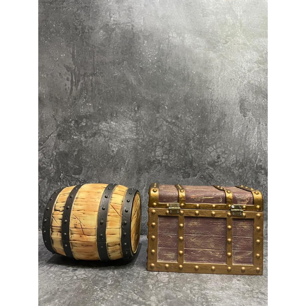 Pajangan One Piece Set Peti Harta Karun Gentong PVC Resin Dekorasi Koleksi