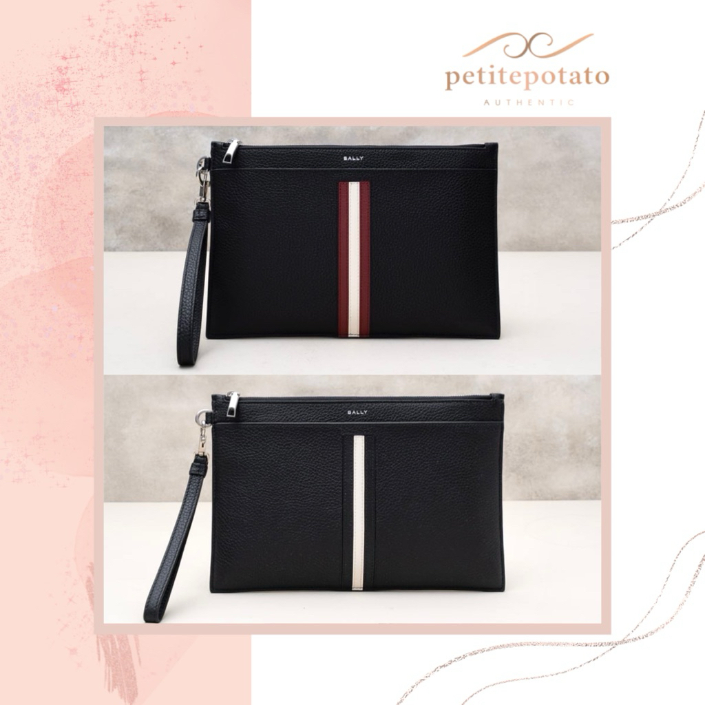 TAS BRANDED PRIA BALLY RIBBON ZIP ENVELOPE CLUTCH / POUCH / POCHETTE