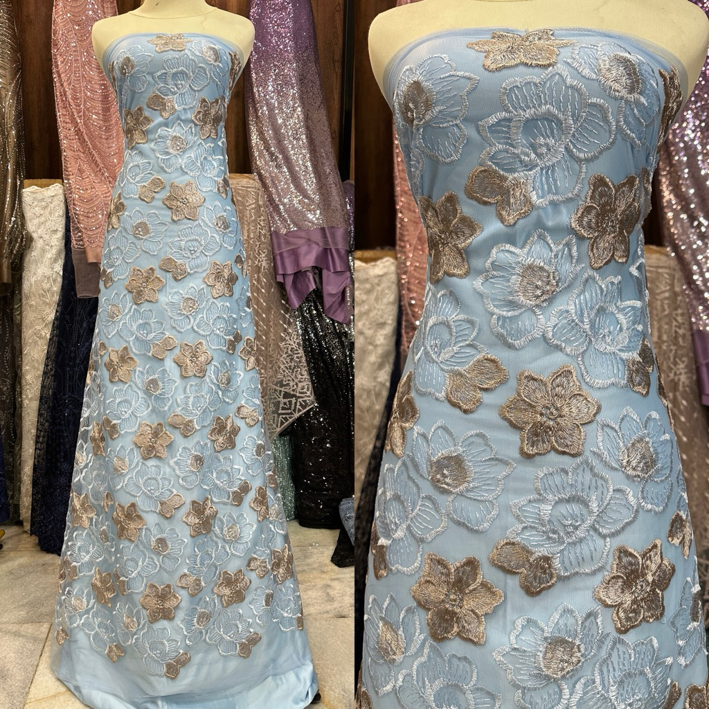 kain tille kadita bunga 2tone quality bordir premium / kebaya modern wedding dress gaun pesta