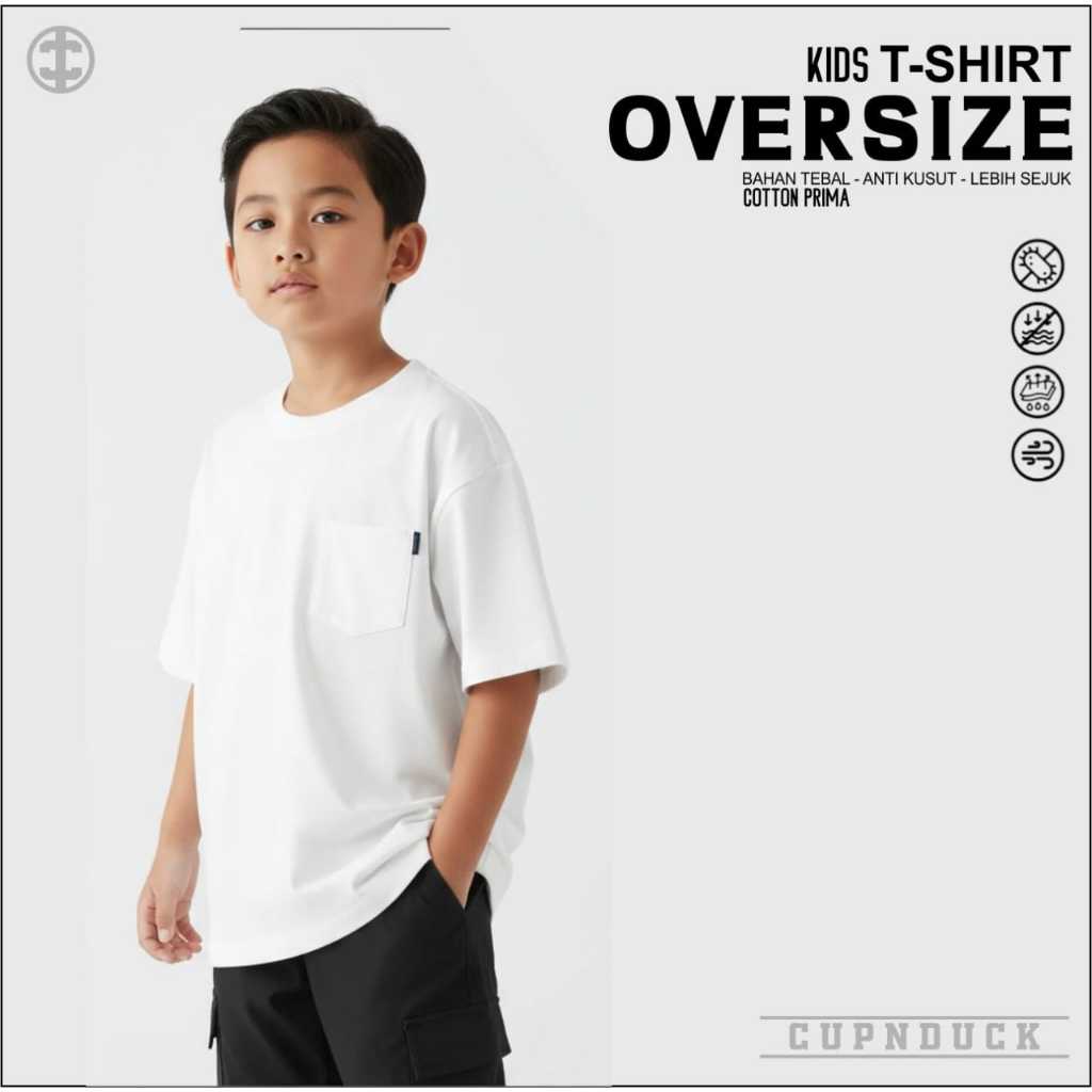 Kaos Anak Oversize Saku Pocket Polos 24's