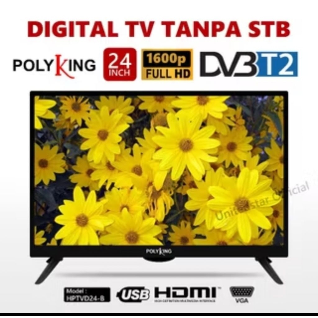 TV Digital LED TV 24 Inch Digital Polyking HPTVD24-B Full HD SECOND