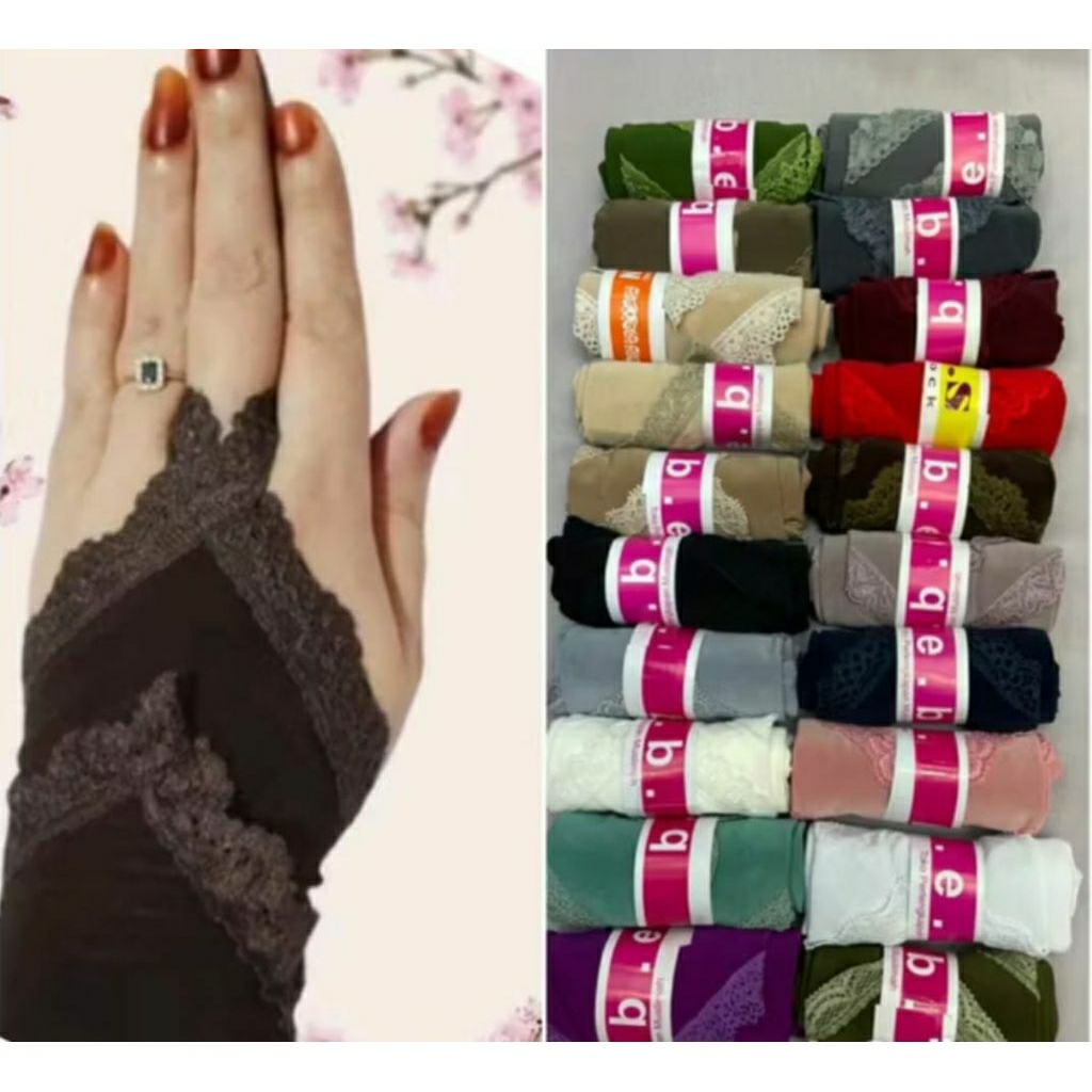 manset tangan renda cincin muslimah / handsock cincin umroh / manset tangan umroh / premium