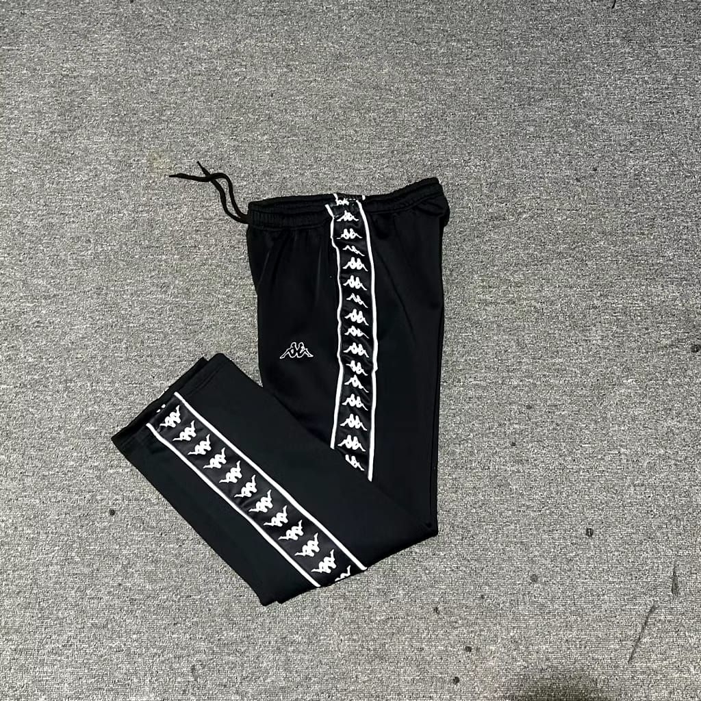 CELANA PANJANG TRACKPANTS KAPPA HITAM TAPED PUTIH