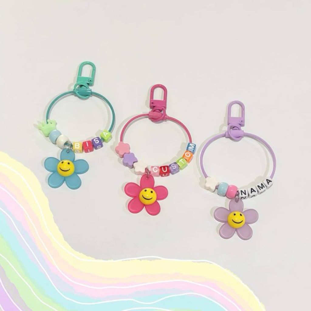 Gantungan Kunci Lucu Bunga Akrilik - Model Pink, Aksesori Tas dan Kunci Fashionable