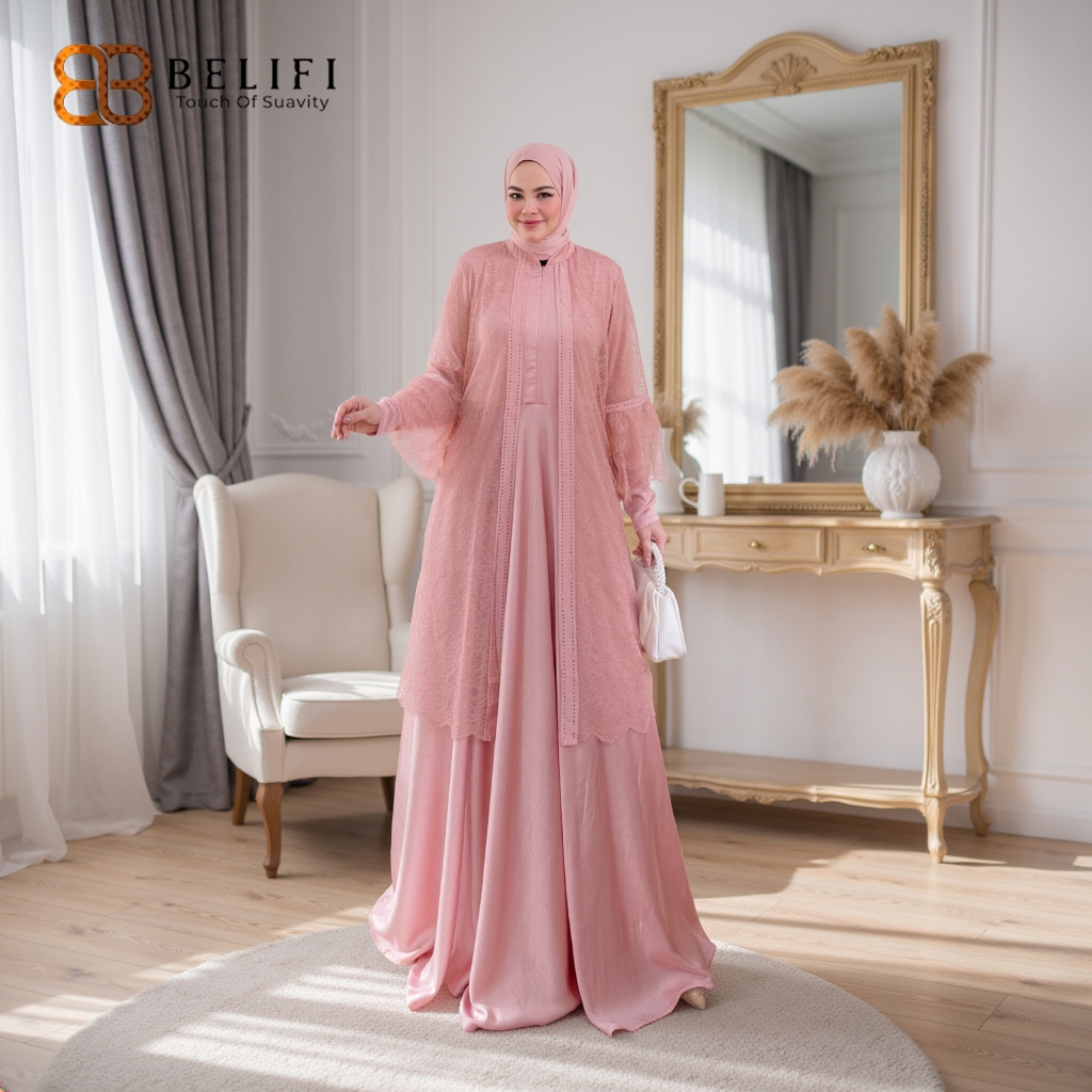 BELIFI | BIANCA Luxury Gamis Syari Set Hijab Sophisticated untuk Daily Wear yang Elegan