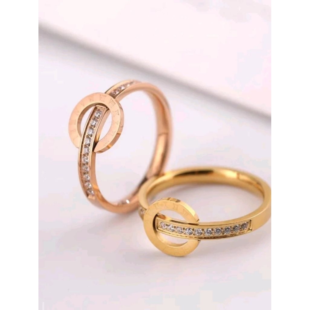 cincin titanium wanita mewah elegan simple