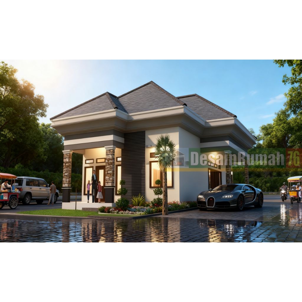 Desain rumah 6x10, 2 kamar tidur. gambar siap bangun.