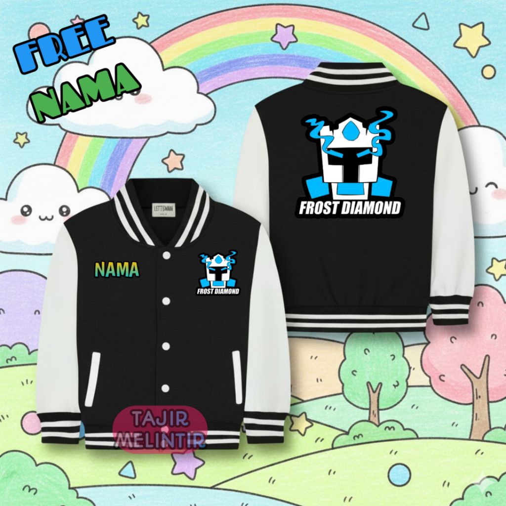 Jaket Varsiti Anak Laki-laki Perempuan Team Frost Diamond Logo free nama