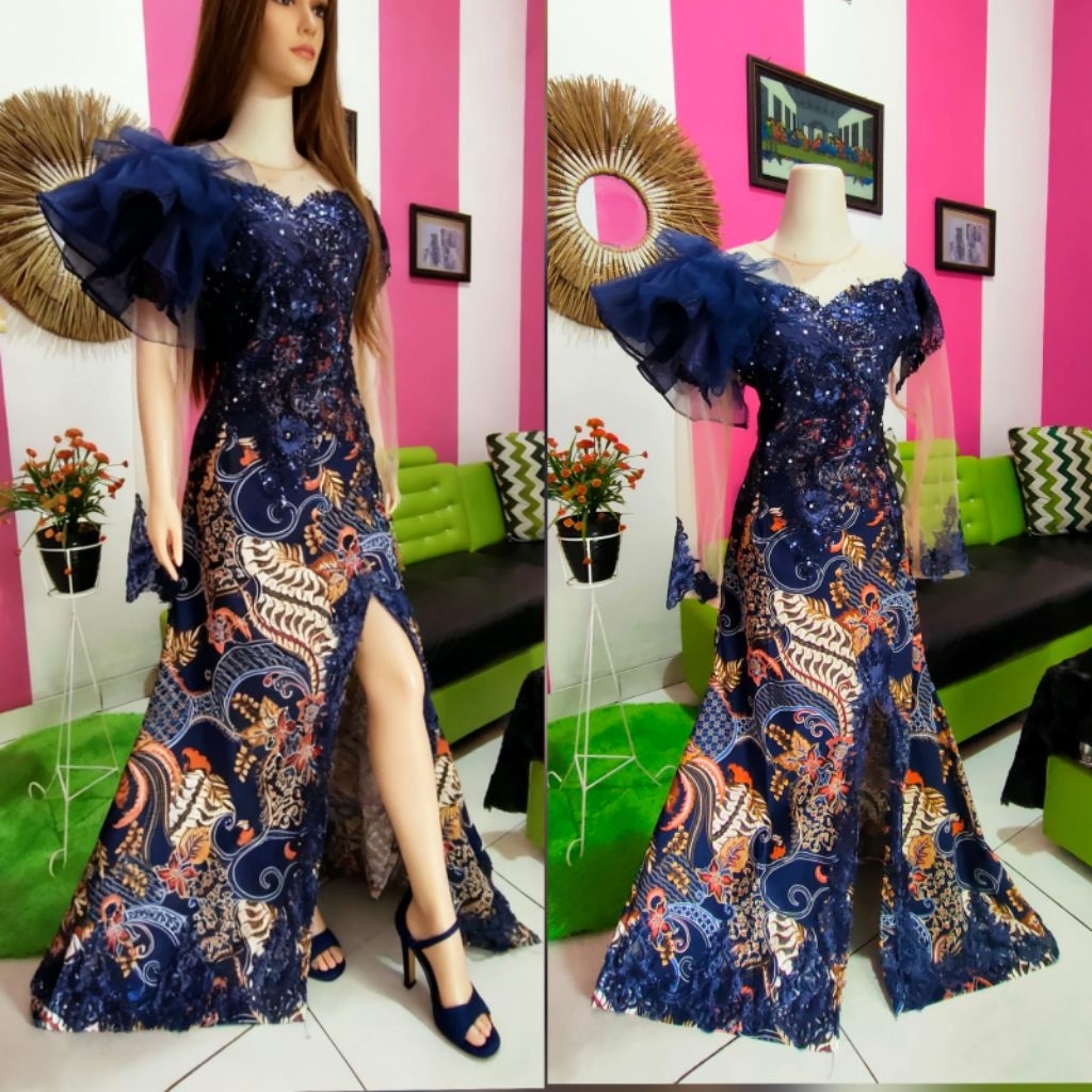 baju penyanyi/baju batik/baju pesta/batik lengan fariasi rok belah