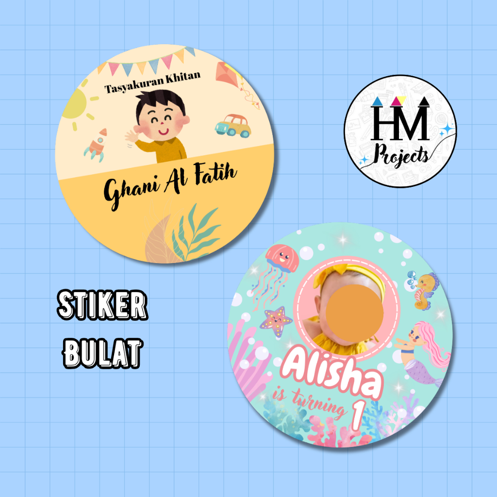 Cetak sticker tasyakuran khitan bulat