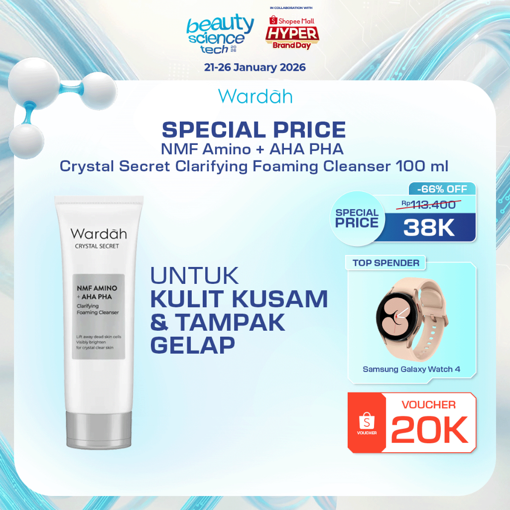 Wardah Face Wash Crystal Secret NMF Amino AHA PHA Clarifying Foaming Cleanser 100 ml [REFAL HADY'S F