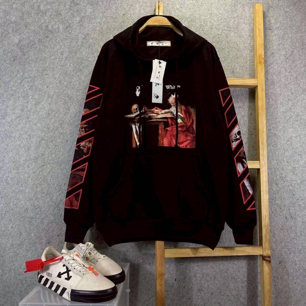 HOODIE SWEATER OFF-WHITE VIRGIL ABLOH CARAVAGGIO PAINTING ARROW HITAM