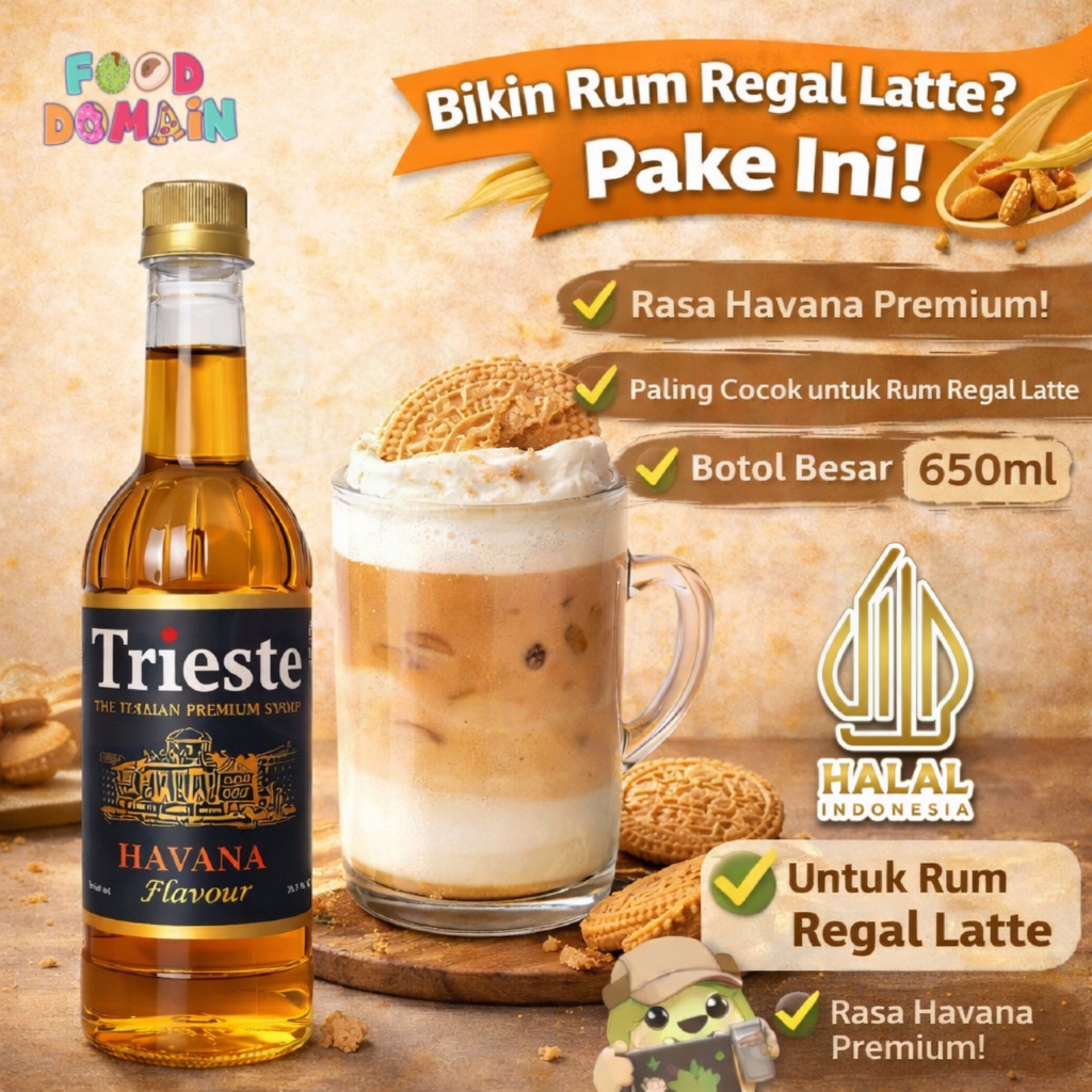 Trieste Syrup Havana / Jamaica Rum - Sirup Rasa Rum Non Alkohol 650ml - Untuk Rum Regal Latte Frappe