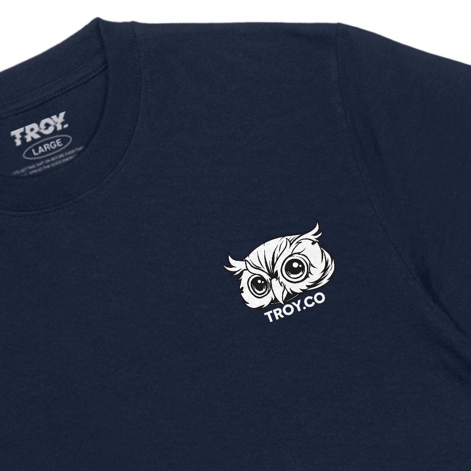 Troy Company T-shirt Blue Navy Testa Owl - Kaos Lengan Pendek Kaos Biru Navy MTD 2750