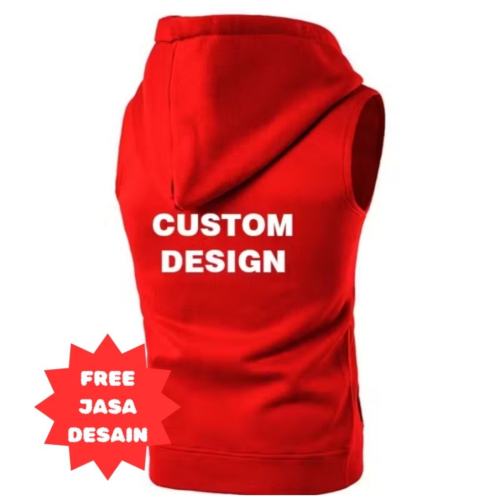 CUSTOM Sweater Rompi Hoodie Zipper jaket plus sablon dtf depan belakang