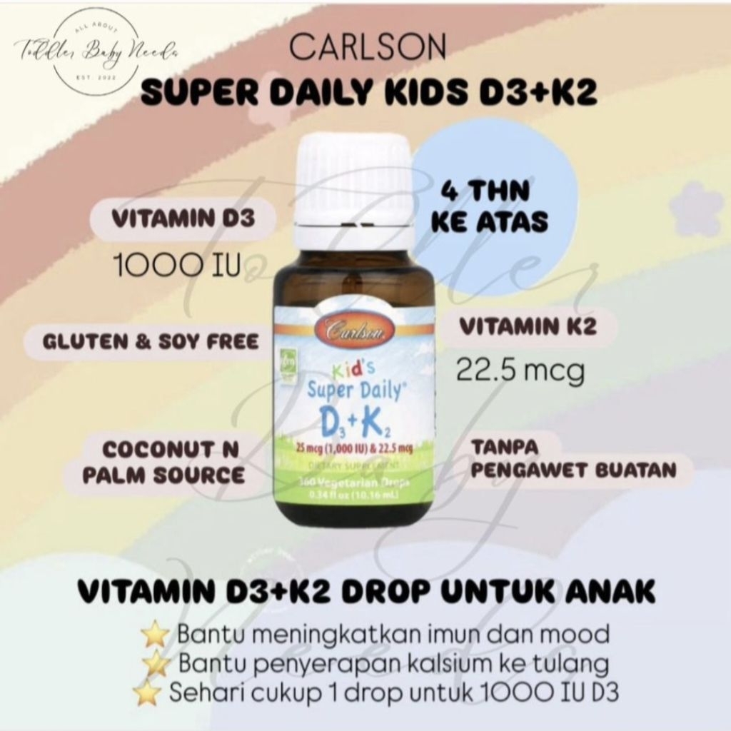 Carlson d3k2 1000 IU vitamin anak