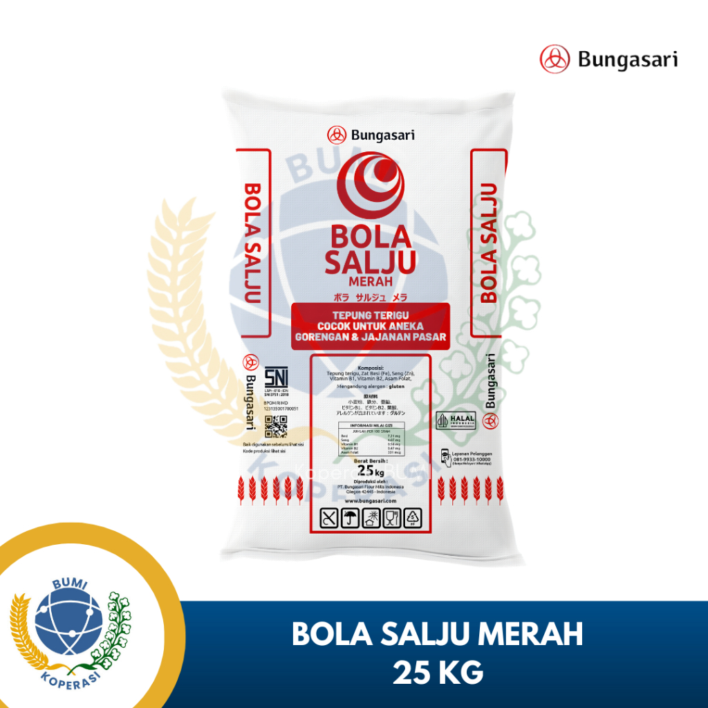 Tepung Terigu Bungasari Bola Salju Merah 25 Kg