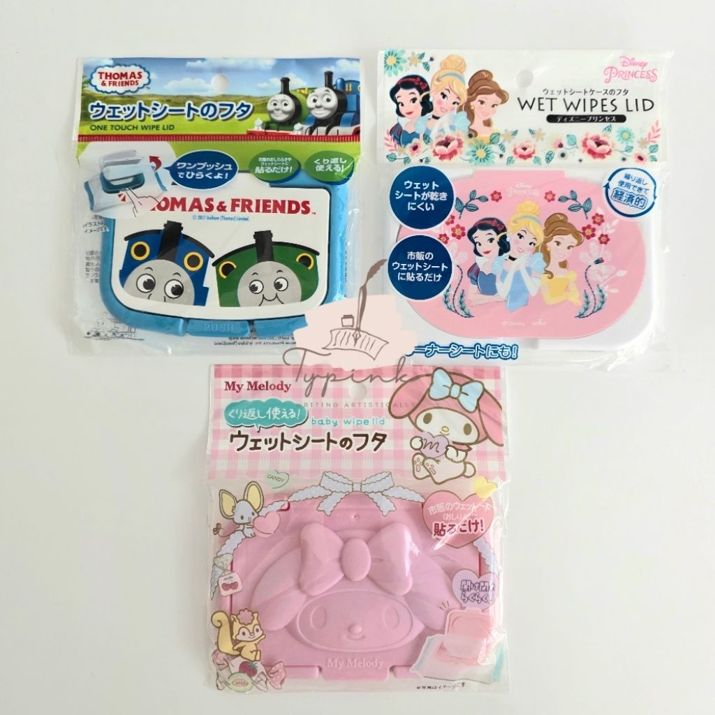 DISNEY PRINCESS MY MELODY THOMAS THE TRAIN WET TISSUE COVER ONE TOUCH WIPES LID IMPORT JAPAN PENUTUP