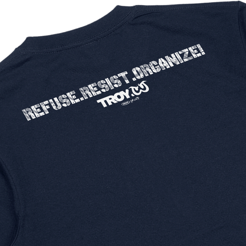 Troy Company T-shirt Blue Navy Refuse Resist - Kaos Lengan Pendek Kaos Biru Navy MTD 3097