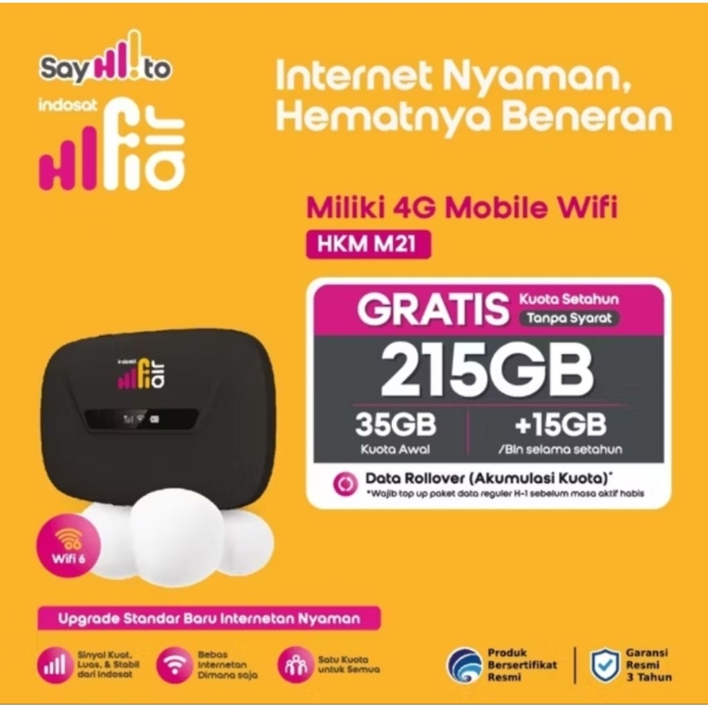 MODEM Indosat HiFi Air HKM0127+ Wifi Modem 4G LTE 215gb - UNLOCK OPERATOR | dan ADVAN 1000GB setahun